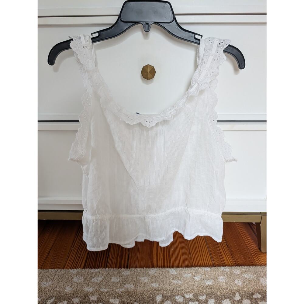 GAP Eyelet Tie-Front Crop Peplum Top | Sz Medium | White - Picture 6 of 6
